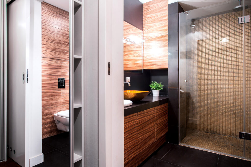 Luxury restroom interior in elegant modern apartment